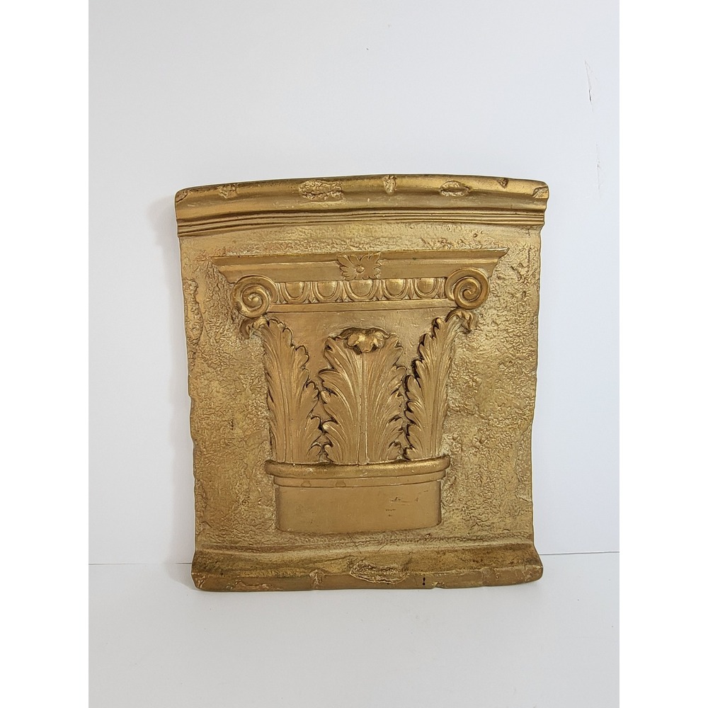 Vintage Pinnacle Gold Corinthian Column Wall Plaque Architectural Relief Decor